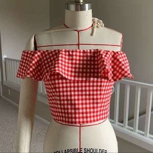 Crop red tartan top